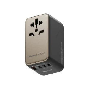 Momax 1-World 120W GaN Universal 4-Ports Travel Charger with 100W USB-C to USB-C Cable