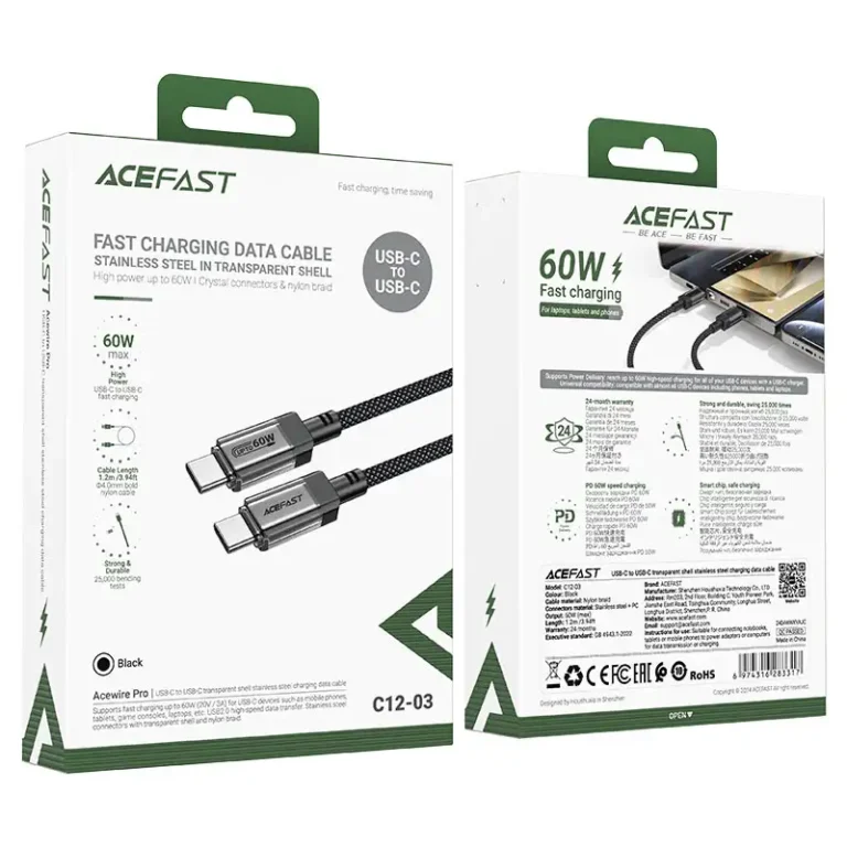 ACEFAST C12-03 60W USB-C to USB-C Charging Data Cable