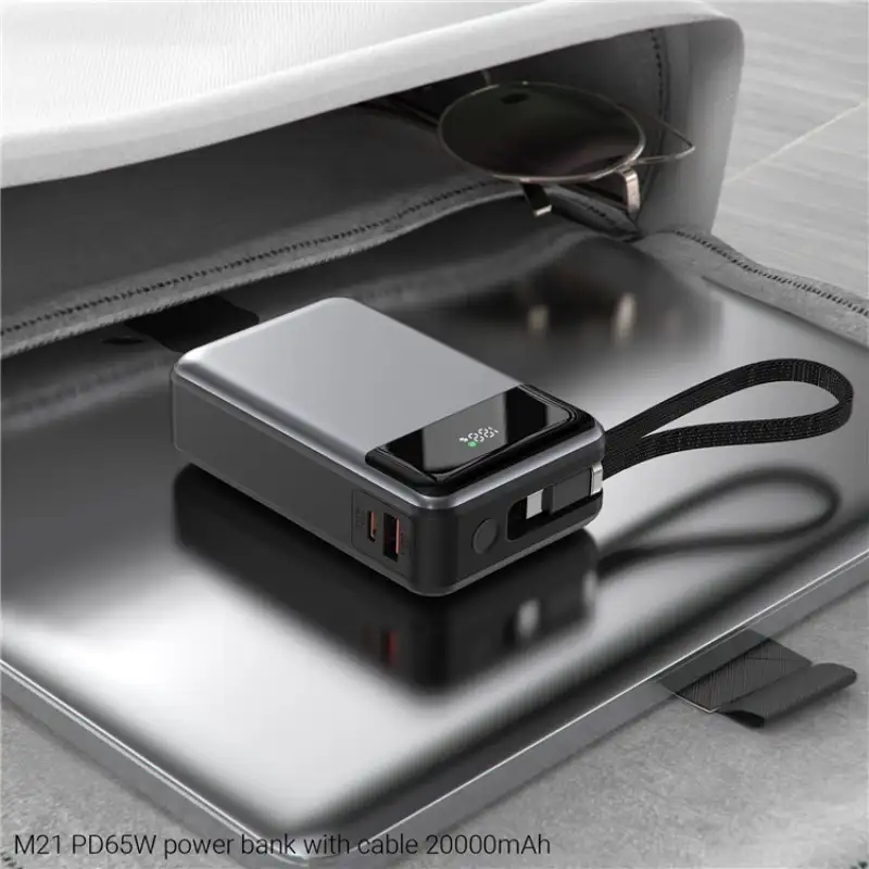 Acefast M21 20,000mAh 65W Power Bank with Attached Type-C Cable