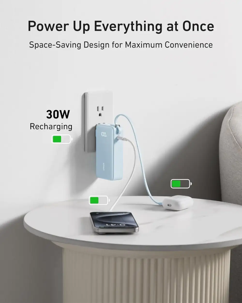 Anker 10000mAh 30W Fusion Power Bank with Built-in USB-C Cable (A1637)