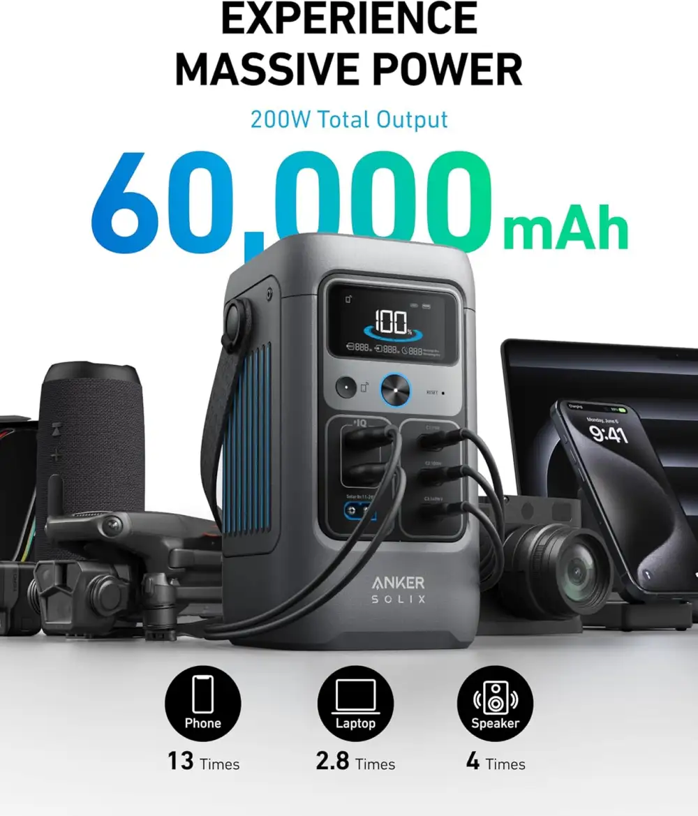 Anker SOLIX C200 DC Portable Power Station –192Wh | 200W