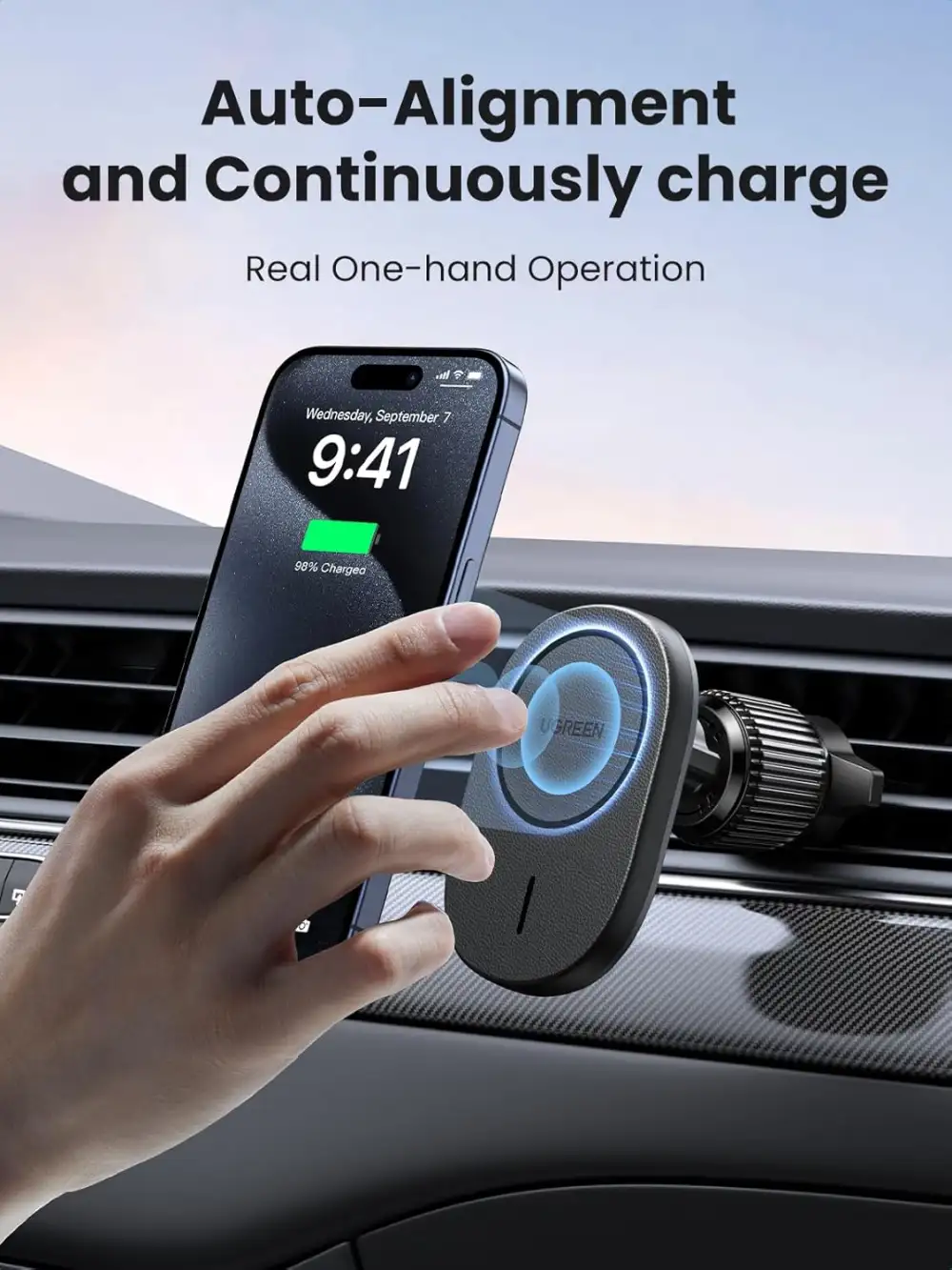 UGREEN CD345 (25925) 15W Magnetic Wireless Car Charger