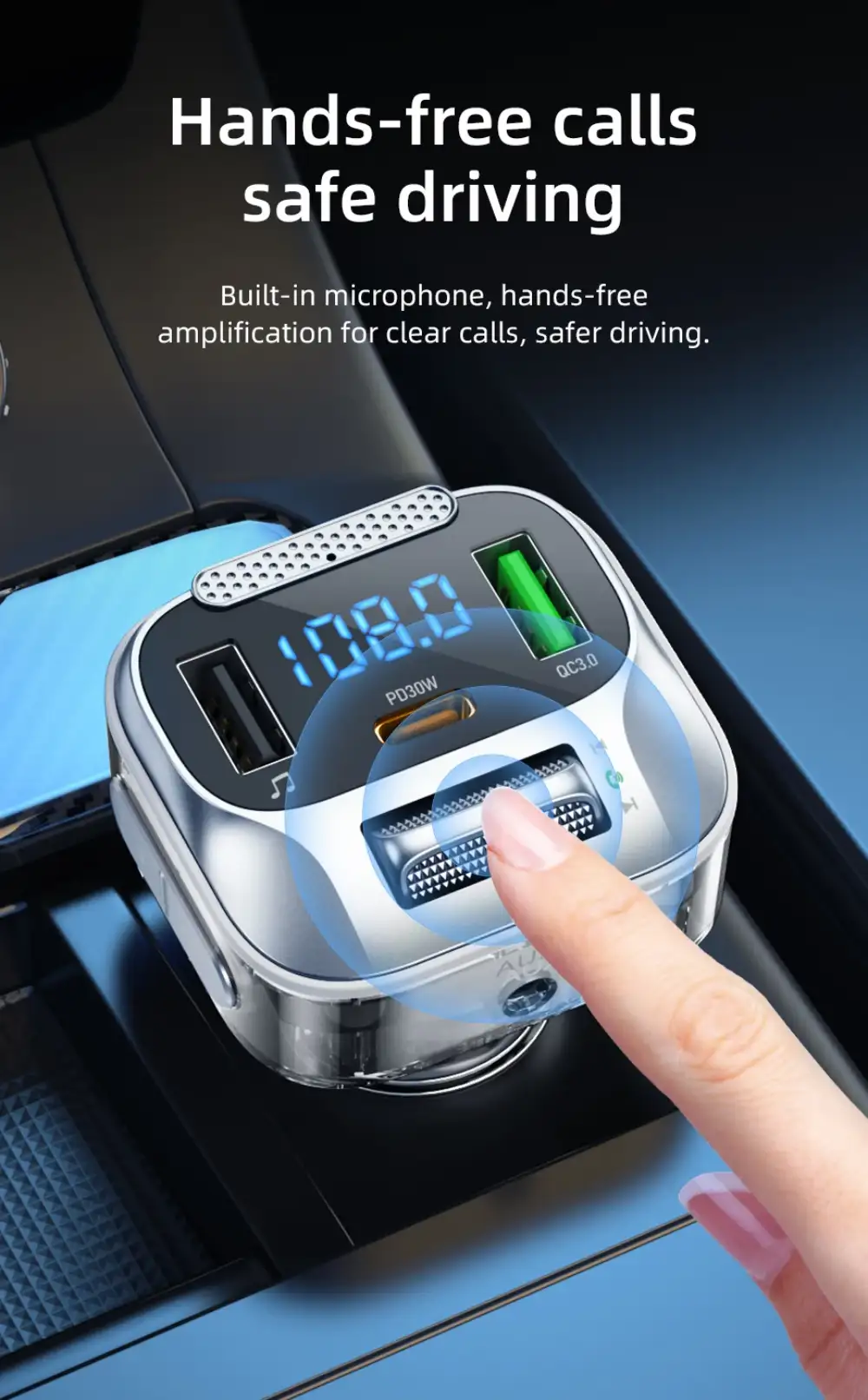 Hoco E75 Bravery PD30W+QC3.0 Car BT FM Transmitter 2 Hoco E75 Bravery PD30W+QC3.0 Car BT FM Transmitter