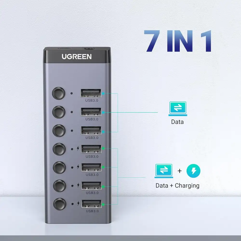 Ugreen CM481 (90307) USB Male to 7 USB Female Black USB HUB