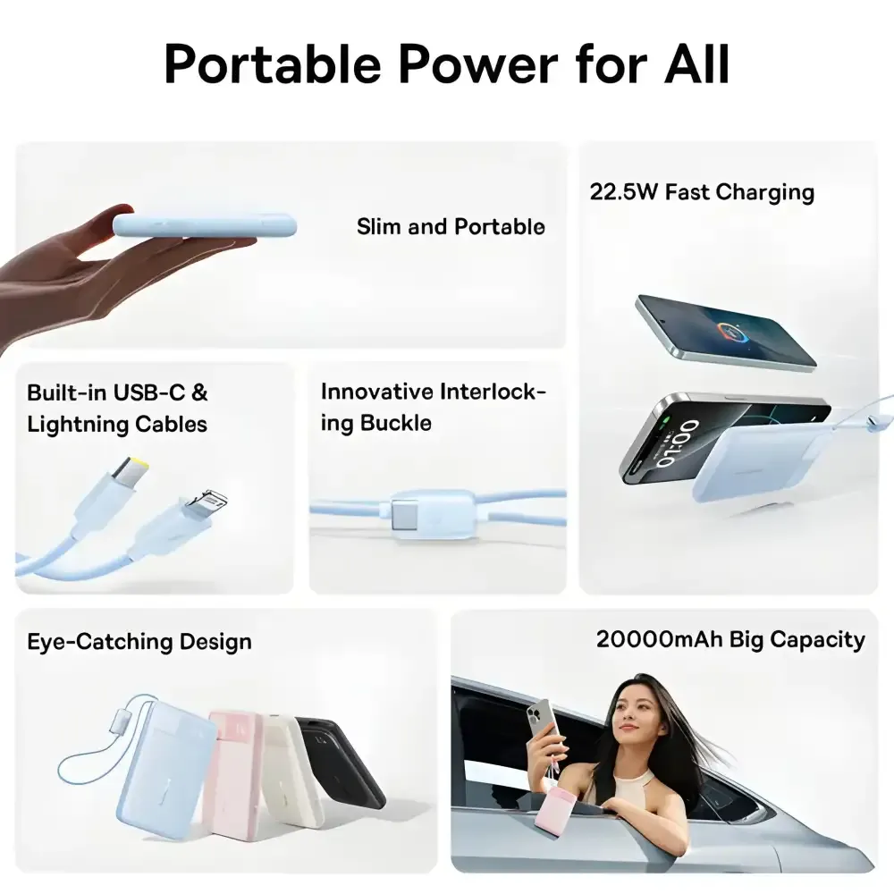 Baseus FC11 20000mAh 22.5W Dual-Cable Power Bank